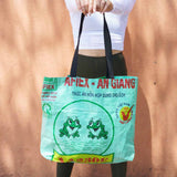 recycled feed bag shopping tote