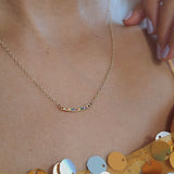 bar rainbow crystal charm necklace
