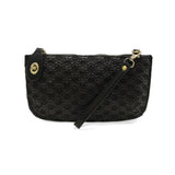 lattice woven mini crossbody wristlet clutch