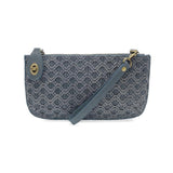 lattice woven mini crossbody wristlet clutch