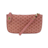 lattice woven mini crossbody wristlet clutch