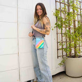 mini recycled crossbody bag - rainbow stripes