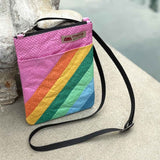 mini recycled crossbody bag - rainbow stripes