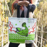 recycled feed bag shopping tote