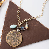 gemstone cluster mandala necklace