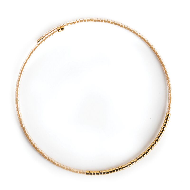 blush pink and gold miyuki bead thin bracelet bangle