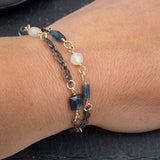 multi-layer moss kyanite opal aquamarine bracelet