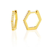 hexagon crystal hoop earrings