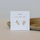 offset trio earring - white opal