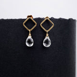 square post clear quartz earrings