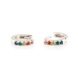 crystal huggie hoop rainbow earrings